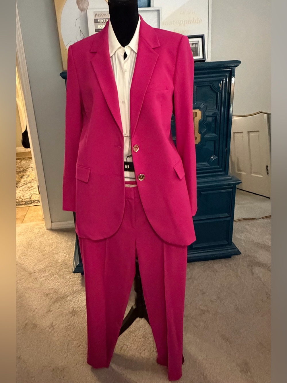 Michael Kors Hot Pink Tailored Blazer & Pants, size 8, worn once - Picture 3 of 13